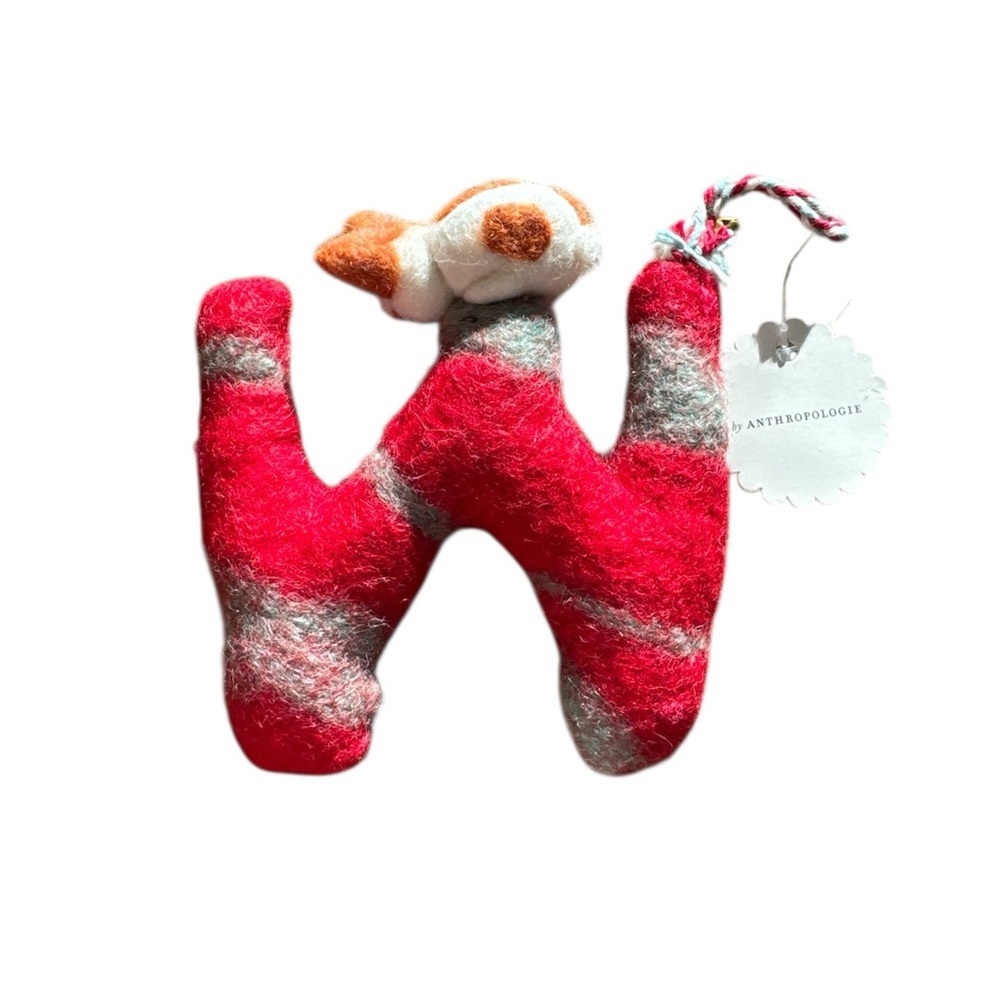 Anthropologie Forest Friends Monogram Wool Felt Ornament Monogram Initial W New - Picture 4 of 5